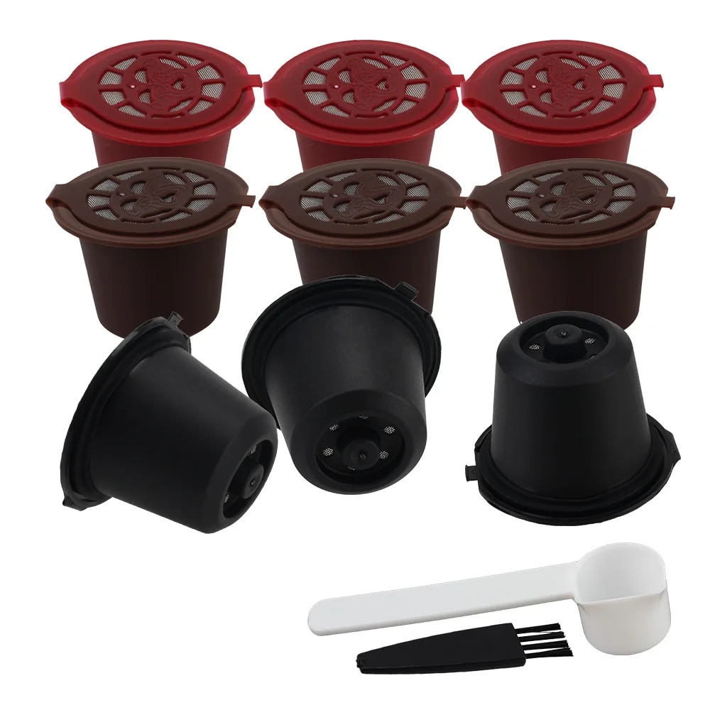 Coffee Equipment Set - 4 ชิ้นแคปซูลกาแฟแบบใช้ซ้ําได้ถ้วยช้อนแปรงกาแฟสําหรับ Nespresso Coffeeware