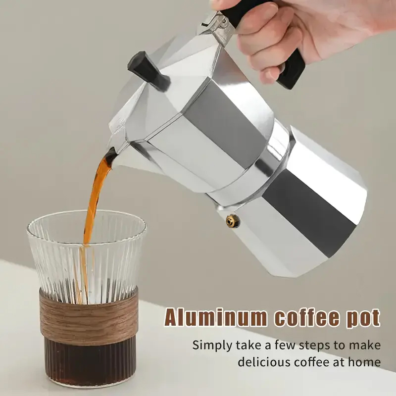 Coffee Equipment Set - หม้อต้มกาแฟโมก้าอะลูมิเนียมแบบคลาสสิก ขนาด 50-300 มล. สำหรับใช้ในบ้าน เตาแก๊ส