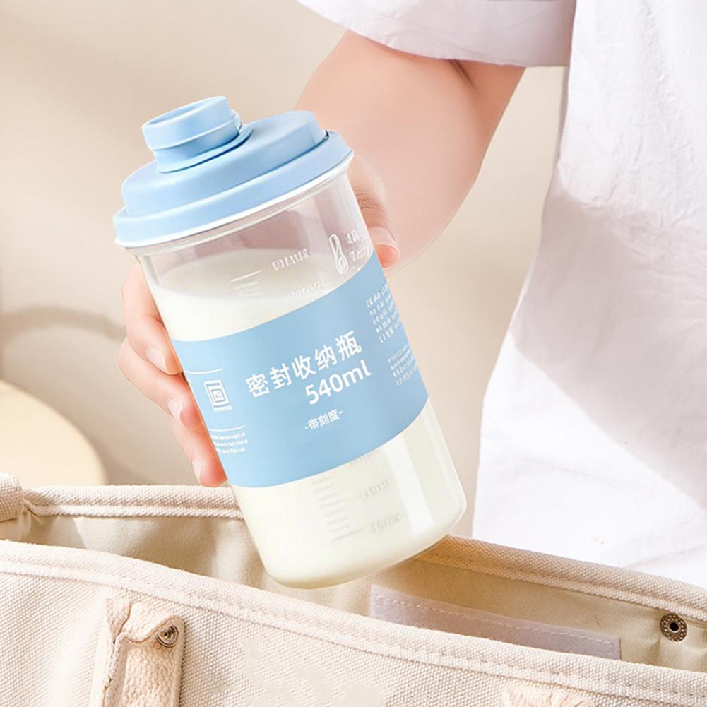Coffee Equipment Home - แก้วตวงนมถั่วเหลืองพร้อมฝาปิดสนิท พกพาสะดวก ป้องกันการรั่วซึม ขวดน้ำขนาดเล็กใช้ซ้ำได้ เหมาะสำหรับเครื่องดื่มอาหารเช้าที่บ้าน