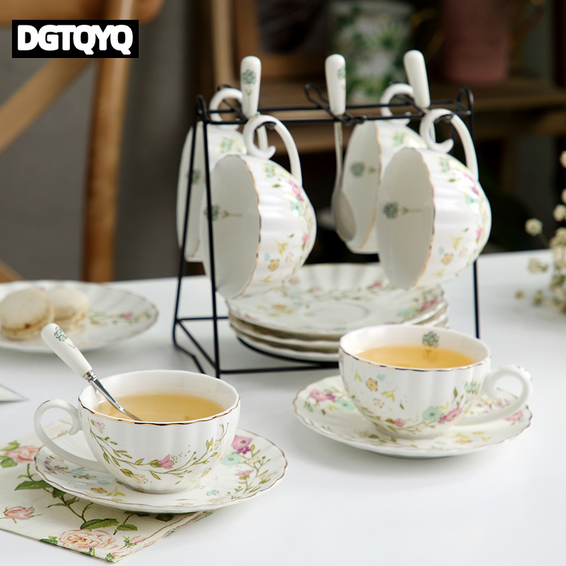 ชุดถ้วยกาแฟเซรามิกวินเทจลายดอก - Coffee Equipment Set บทวิจารณ์และราคา