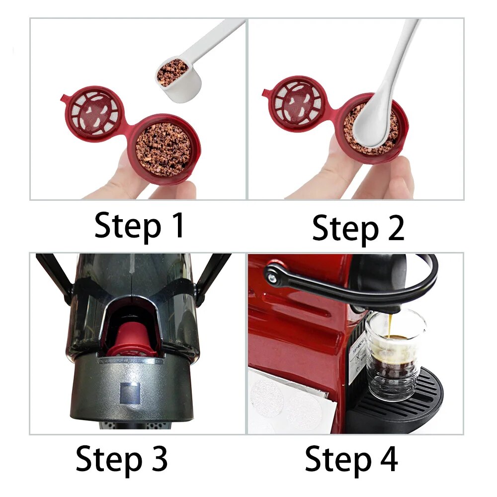 4 ชิ้นแคปซูลกาแฟแบบใช้ซ้ําได้ถ - Coffee Equipment Set บทวิจารณ์และราคา